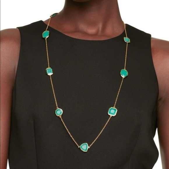 KATE SPADE • Green & Gold Vegas Jewels Scatter Long Necklace - Picture 3 of 7